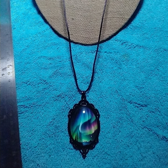 Colorful aurora Gothic necklace. Ignore the reflections in the pic. - Picture 6 of 6